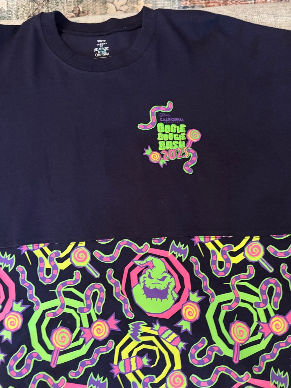 Disney Black Tee with Neon Green & Pink Double Boo Bash 2023 Graphic